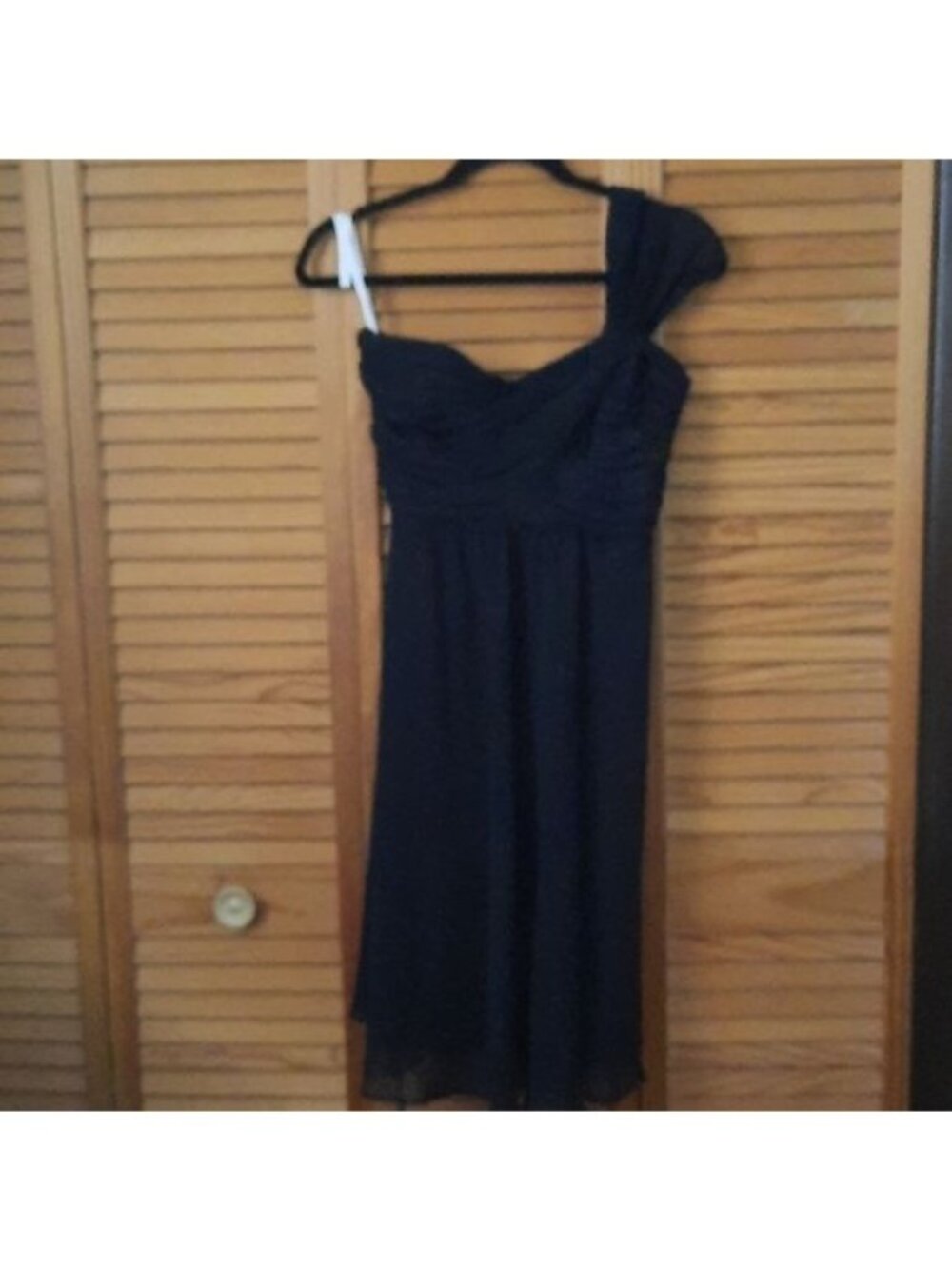 David's Bridal NWT Black One Shoulder Ruched Bodice Cocktail Dress Size 4